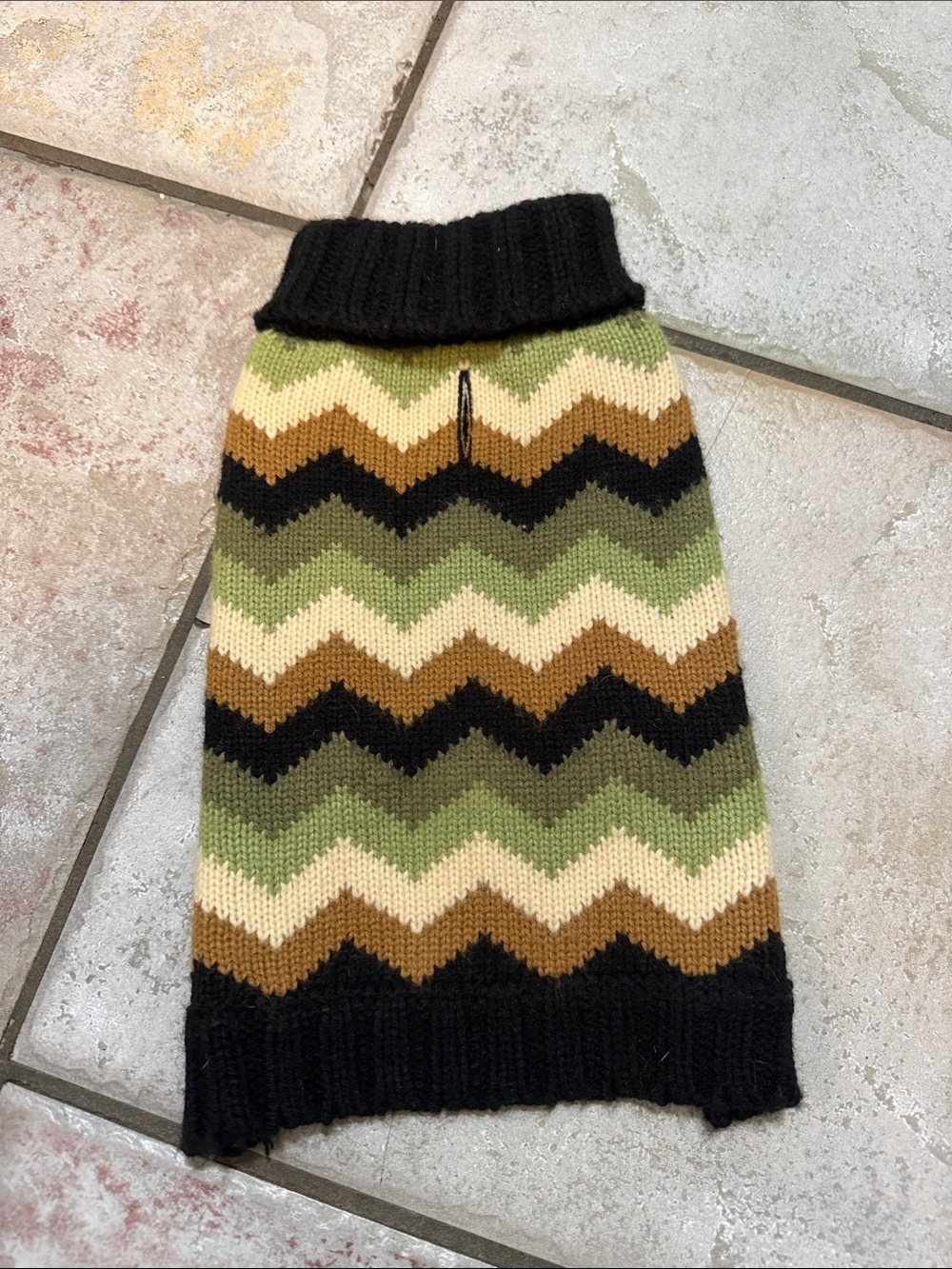 Chevron Knit Dog Sweater in Black, Green, Cream, Brown